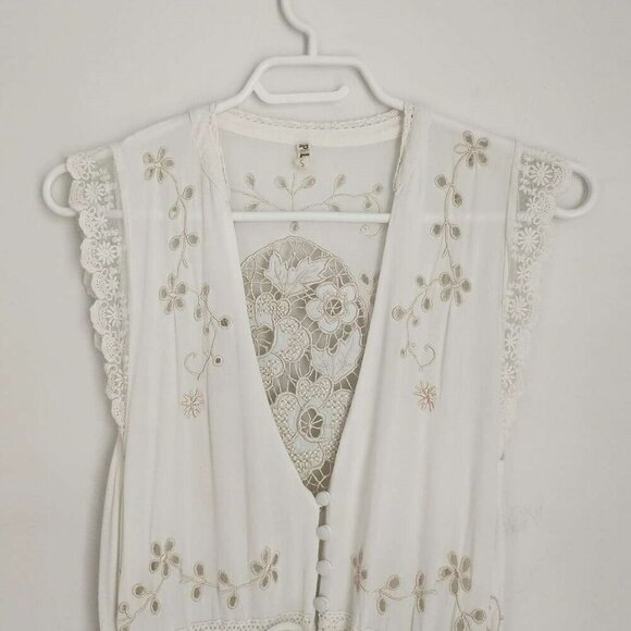 Spell & The Gypsy Isla Bonita Embroidered Dress Duster White Size Small - Picture 6 of 16